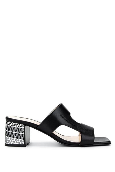 Tamer Tanca Women's Genuine Leather Black Leather Heeled Slippers