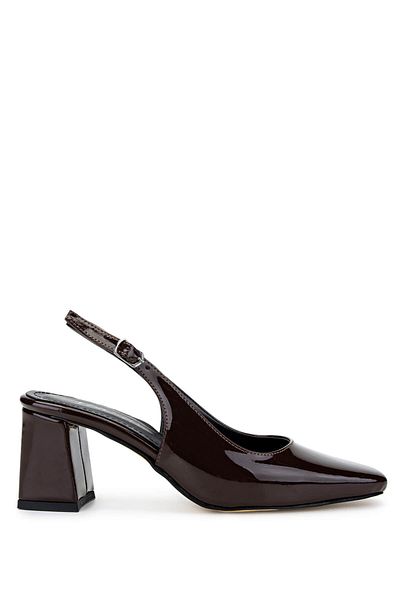 Tamer Tanca Women's Vegan Brown Patent Leather Heeled Shoes