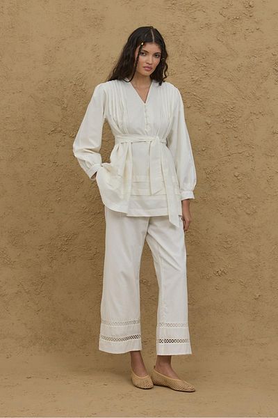 Fahhar Ribbed Shirt Ecru