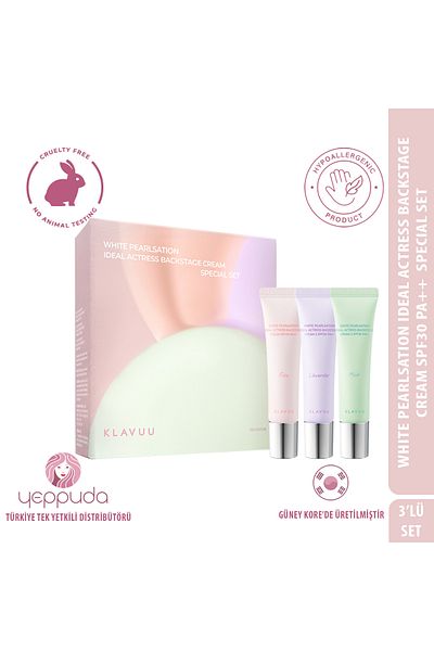 Klavuu White Pearlsation Ideal Actress Backstage Cream Special Set - Rose, Lavender & Mint 3-Piece Mini Set