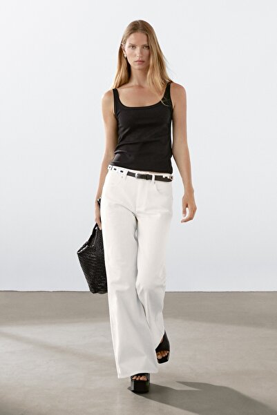 Massimo Dutti Pamuk karışımlı askılı bluz