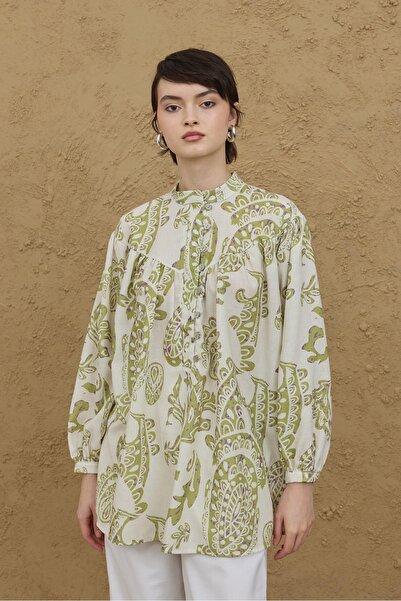 Fahhar Шаль з візерунком Брітлі Сорочка Оливкова зелена