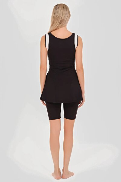 Bordomix 24903 Women's Black Piping Detailed Sleeveless Tights Swimsuit