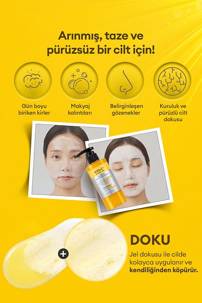 Missha Foaming Gel Cleanser & Mask for Skin Vita C Plus All in One Pack Foam Cleanser 200 ml