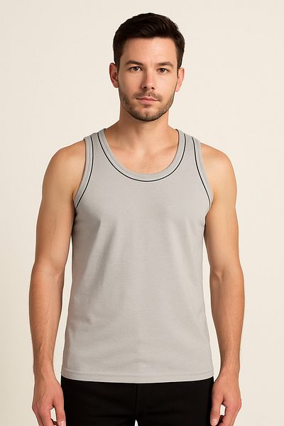 FATELLA Men's Zero Sleeve Thick Strap Crew Neck Comfort Basic Relaxed Fit Set of 5 Combed Cotton T-shirt Athlete