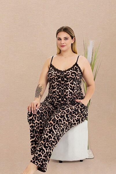 tarzımsüper Plus Size Luxury Pajamas Set with Elastic Waist Comfort Model Cotton Women's Pajamas Set