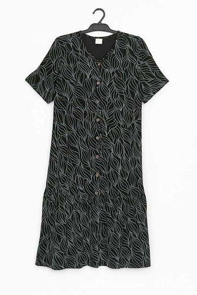 Naz Women's Plus Size Black-White Combed Cotton Summer Dress