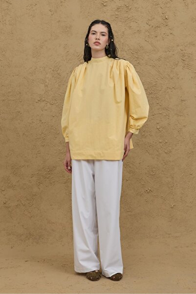 Fahhar Сорочка з деталями з буфетними рукавами, жовта