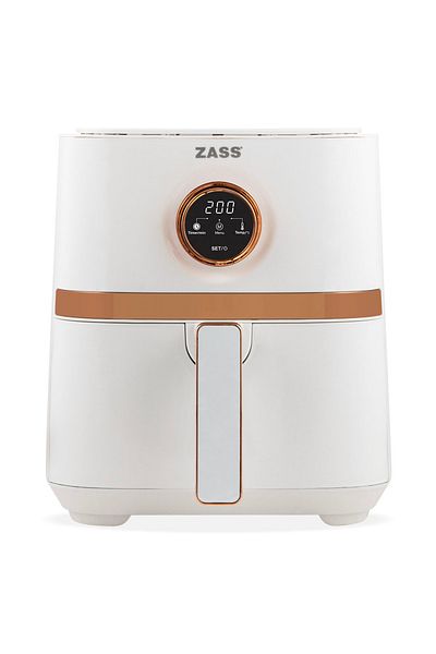 Zass Friteuză cu aer cald ZAF 02, capacitate 5l, 8 programe, bol cu ​​tavă detașabilă, antiaderentă 1450W, alb