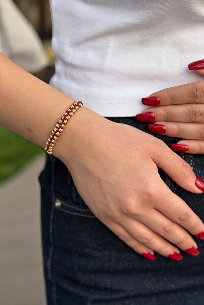 Utku Kuyumculuk 22 Ayar Bordo İpli̇ Dori̇ka Toplu Örme Bi̇lekli̇k