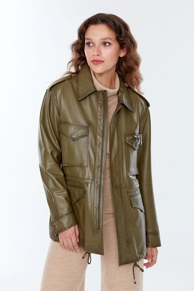 Derimod Isabel Khaki Women's Parka - Long Leather, Model 22wgd5037r3
