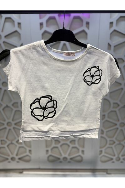 KUMRUNUN DÜNYASI Short Sleeve T-Shirt Crop and Shorts Girls' Bottom Top Set