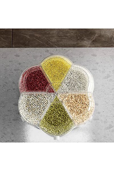 Denx 360 Degree Rotating White Rice Dispenser 9kg Capacity, Airtight Dry Grain Dispenser, Moisture-Proof, Kitchen