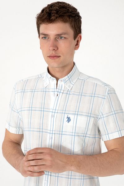 U.S. Polo Assn. Ανδρικό κοντομάνικο πουκάμισο Indigo 50300212-VR028