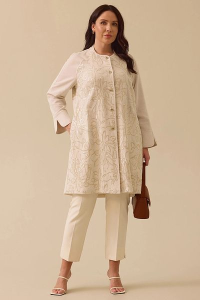 Gala-Xi Galaxi Women Plus Size Sequin Embroidered Buttoned Cap 4016 Beige