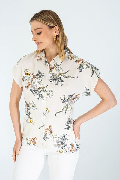 Nuevo Cămașă de damă cu mâneci liliac cu model floral din viscoză