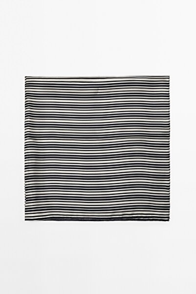 Massimo Dutti %100 ipek çizgili fular