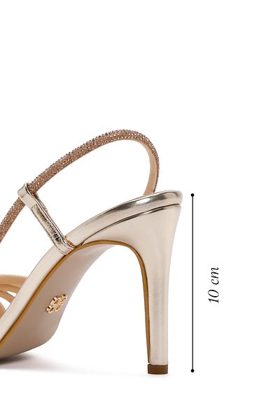 Derimod Gold Jewelled Women's Sandals - Thin Heels, 24sfe3913ts