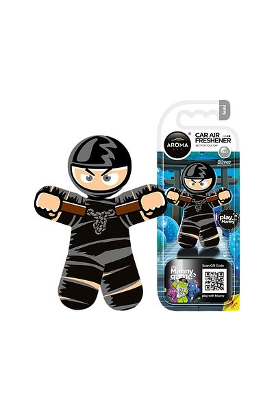 Aroma Car Air Freshener Silver Fragrance – Ninja Manny Design, Long Lasting, Clip-On, Eco-Friendly