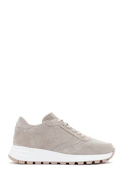 Derimod Beige Suede Leather Women's Sneakers - Lace-up, Model No: 24sfd420010