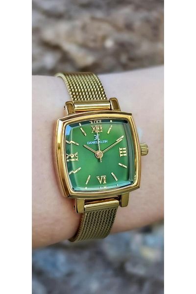 Daniel Klein Dke.1.10844 Straw Cord Roman Numeral Square Dial Women Wrist Watch