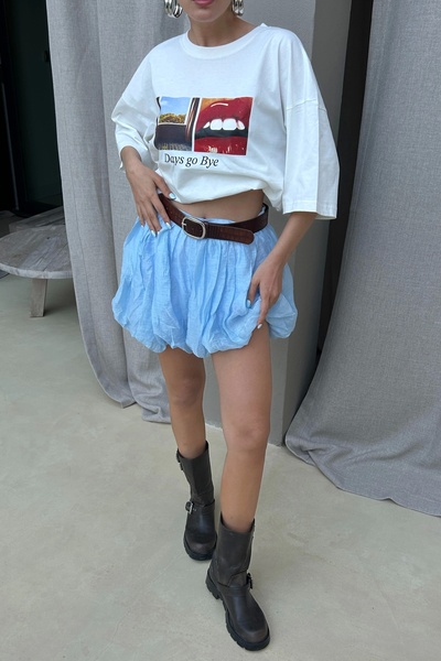 Eka Kadın Mavi Balon Etek 1017-4139