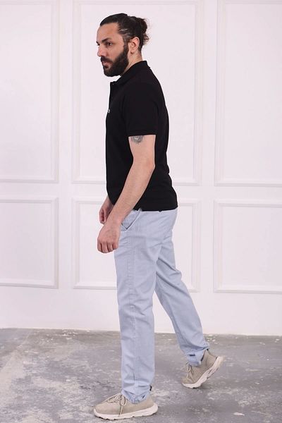 Tam12den Home Men's Cotton Linen Relaxed Fit Anti-Sweat Fabric Lace-Up Trousers Light Blue