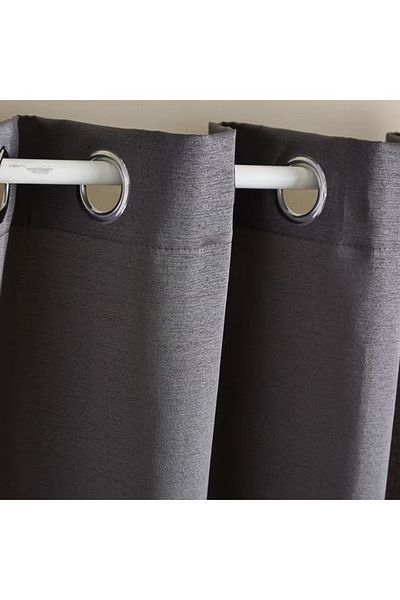 Home Box Atlanta Polyester Solid Single Window Curtain Charcoal Grey