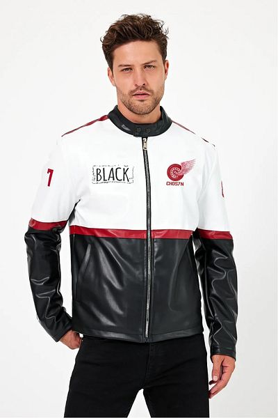 Black Level Men's Oversize Striped Coat - Garnished College Jacket