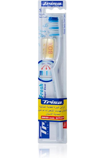 Trisa Fresh Super Clean Soft Toothbrush With Travel Cap, Assorted