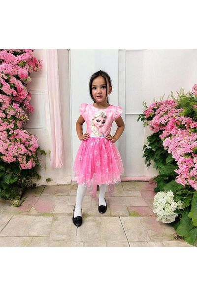 Esterella Rochie Elsa Frozen pentru copii/ rochie copil cu coada/ rochie petrecere elsa