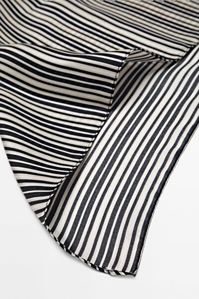 Massimo Dutti %100 ipek çizgili fular