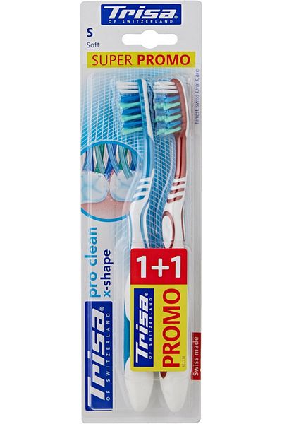 Trisa Trisa Toothbrush Extra Pro Clean Soft 2pc Assorted Colours