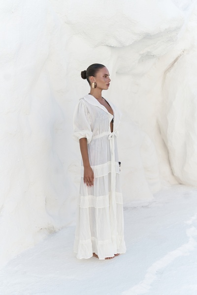 BOHEMAİ Μακρύ φόρεμα με λεπτομέρεια από δαντέλα Trieste