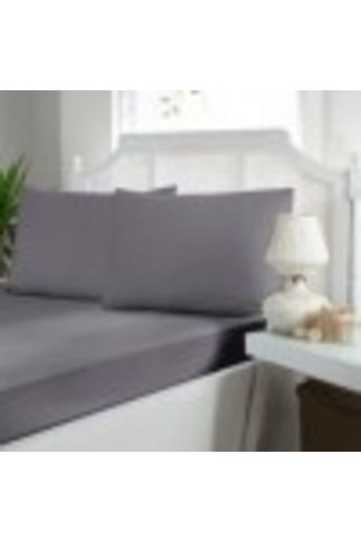First Choice Set husa de pat cu elastic si 2 fete de perna, bumbac satin, 180x200 cm, Gri (Quicksilver)