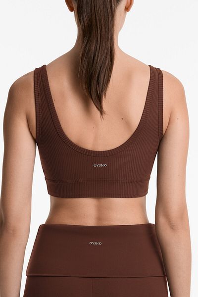 Oysho Rib Comfortlux Open Back Henley Top