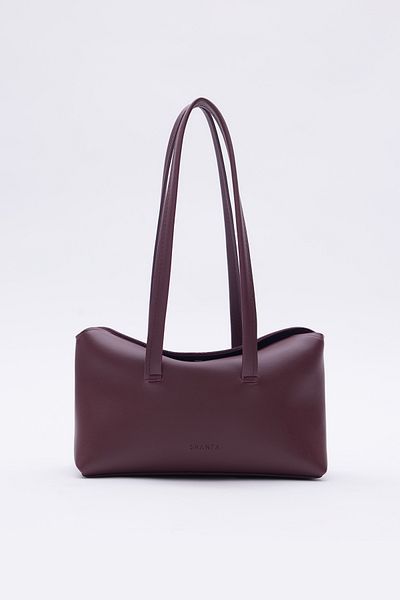 Shanta Claret Red D13 Baguette Minimalist, elegant și funcțional, cu curea lungă, geantă de umăr pentru femei