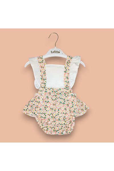 Tufitto Baby Baby Girl Slopet Jumpsuit Flower Pattern Ruffle