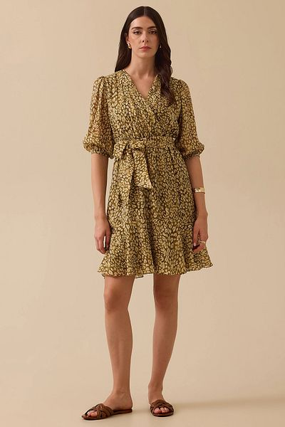 SEÇİL Seçil Women's Patterned Belt Detailed Dress 0038 Green