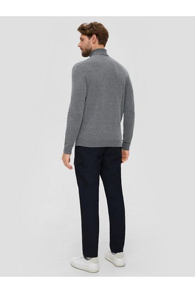 s.Oliver Men's High-neck Sweater, Made Of A Wool Blend And Other Materials, Dark Grey, 2xl