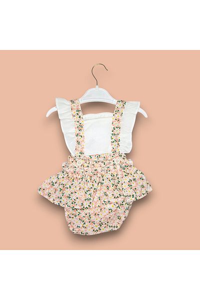 Tufitto Baby Baby Girl Slopet Jumpsuit Flower Pattern Ruffle