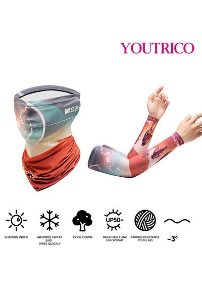 Youtrico Gloves/face Mask Set Ice Silk Uv Protection Kit For Driving/cycling Spf50 High Protection