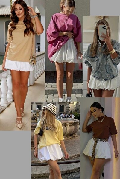 GIA - ART Fusta cu design mini cu tăietură cu balon albă