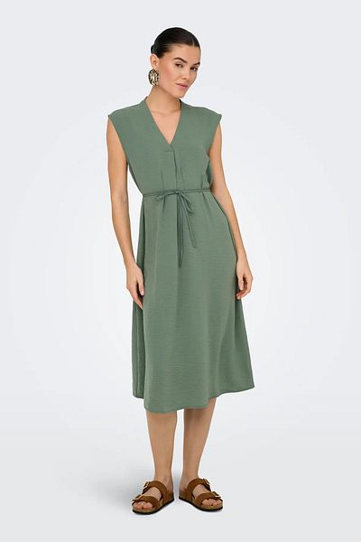 JDY Γυναικείο φόρεμα Jdydivya Waist Tie Midi 15350728 Πράσινο