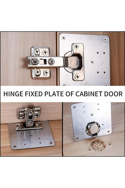 BOEM Set de 8 accesorii pentru balamale, Cu șuruburi, 90 x 90 mm, Oțel inoxidabil, Argintiu