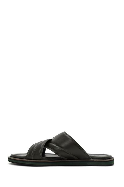 Derimod Papuci casual de piele pentru bărbați kaki - cu bandă, 24SFD625718