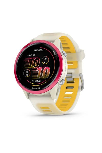 Garmin Forerunner 570 GPS running watch, charge/data cable, documentation