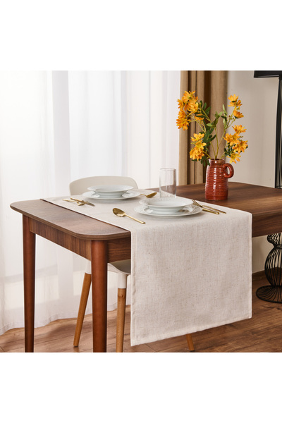 Evidea Soft Bella Keten Runner - Bej - 50x140 cm