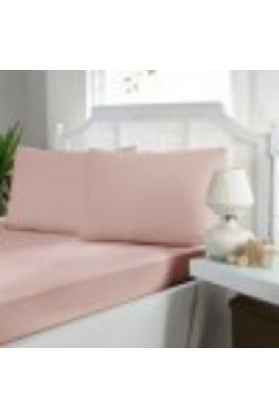 First Choice Bed cover set with elastic and 2 pillowcases, cotton satin, 180x200 cm, Powder pink