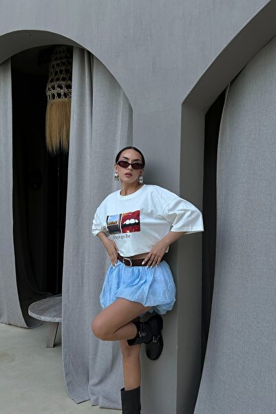 Eka Kadın Mavi Balon Etek 1017-4139